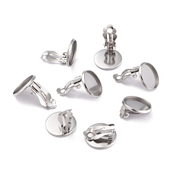 Нержавеющая Сталь Цвет Не тускнеет 304 застежка-клипса из нержавеющей стали, плоско-круглые, цвет нержавеющей стали, 15.5x16x8 мм, отверстие : 3 мм, лоток : 14 мм