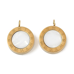 Золотой Ионное покрытие (ip) 304 подвески из акрила и нержавеющей стали, круглые, золотые, 15.5x12x3.5 мм, отверстие : 2 мм