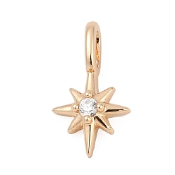 Звезда Латунные микро проложить кубического циркония подвески, реальный 18 k позолоченный, звезда, 13x7.5x3 мм, отверстие : 3x1.5 мм