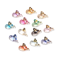 Mixed Color Transparent Acrylic Cabochons, Golden Metal Enlaced, Whale, Mixed Color, 8x11.5x3mm