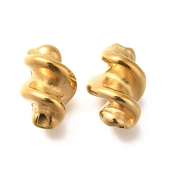 Настоящее золото 18K Ионное покрытие (ip) 304 шарики из нержавеющей стали, твист, реальный 18 k позолоченный, 17.5x11 мм, отверстие : 2 мм