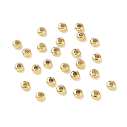Chapado en Oro Real 18K Latón granos del espaciador, cuentas de platillo, larga duración plateado, real 18 k chapado en oro, 4x2 mm, agujero: 1.6 mm
