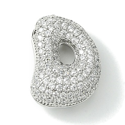 Letter D Стойки обшивки латунь кубического циркония подвески, без кадмия и без свинца, долговечный, алфавит, Буква D, 22x16x8.5 мм, отверстие : 4x2 мм