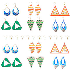 Mixed Color DIY Earring Making, with Light Gold Iron Enamel Big Pendants and Brass Earring Hooks, Mixed Color, about 36pcs/set