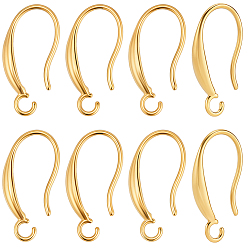 Настоящее золото 18K 20 шт. 304 крючки для серег из нержавеющей стали, с разомкнутым контуром, реальный 18 k позолоченный, 18.5x9.5 мм, отверстие : 2 мм, штифты : 0.9 мм