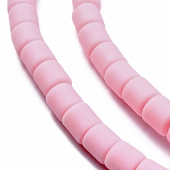 Pink Handmade Polymer Clay Bead Strands, Column, Pink, 6.5x6mm, Hole: 1.2mm, about 61pcs/strand, 15.75 inch(40cm)