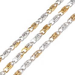 Золотой & Цвет Нержавеющей Стали Двухцветные 304 цепочки Lumachina из нержавеющей стали, ионное покрытие (ip), несварные, с катушкой, золотые и нержавеющая сталь цвет, 6x2x1 мм
