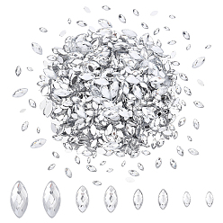 Clear 1200Pcs 4 Styles Acrylic Cabochons, Nail Art Decoration Accessories, Horse Eye, Clear, 6~15x3~7x1.4~2mm