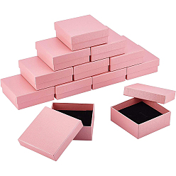 Pink Картонные коробки ювелирных изделий, с губкой внутри прокладки, квадратный, для юбилеев, свадьбы, Дни рождения, розовые, 9x9x3 см