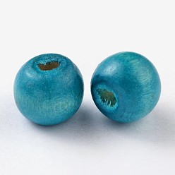 Небесно-голубой Натуральные кленовые бусины, окрашенные, круглые, голубой, 16x15 мм, отверстие : 4 мм, Около 820 шт / 1000 г