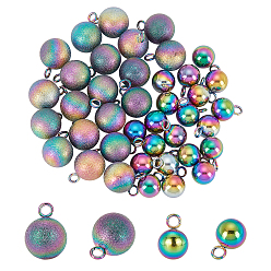 Rainbow Color 40 шт. 2 стили вакуумное покрытие pvd 304 подвески из нержавеющей стали, круглые, Радуга цветов, 20 шт / стиль