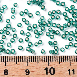 Dark Turquoise 12/0 Grade A Round Glass Seed Beads, Silver Lined, Dark Turquoise, 12/0, 2x1.5mm, Hole: 0.3mm, about 30000pcs/bag