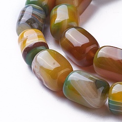 Светло-зеленый Коричневый Природные крашеные шарики агата стренг, кубоид, оливковый, 14~18x10~11x10~11 мм, отверстие : 1.5 мм, около 25 шт / нитка, 15.1 дюйм (38.5 см)