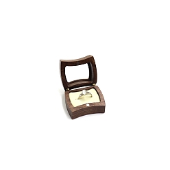 White Wooden Ring Boxes, with Magnetic Clasp and Clear Window, Rectangle, White, 5x4.5cm