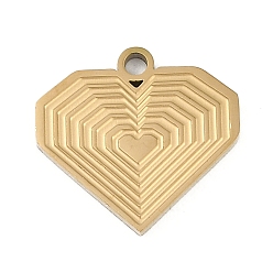 Настоящее золото 18K 304 прелести нержавеющей стали, шарма сердца, ионное покрытие (ip), реальный 18 k позолоченный, 14x15x1.5 мм, отверстие : 1.6 мм