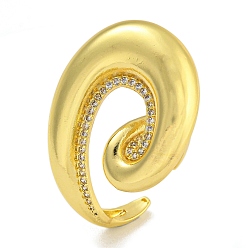 Настоящее золото 18K Кольца-манжеты из латуни с микропаве из кубического циркония для женщин, без кадмия и без свинца, долговечный, реальный 18 k позолоченный, 23 мм, внутренний диаметр: 17 мм