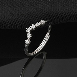 Рыбы Созвездия с родиевым покрытием 925 стерлингового серебра с микропаве прозрачные кубические цирконии регулируемые кольца для женщин, Рыбы, 4.5 мм, внутренний диаметр: 16 мм