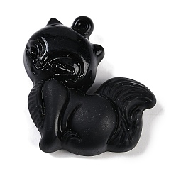 Черный Стеклянные подвески, лиса прелести, чёрные, 36.5x34.5x12 мм, отверстие : 0.8 мм