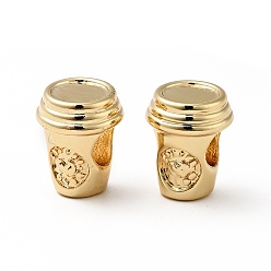 Echt 18 k vergoldet Rack plating Messing europäischen Perlen, cadmiumfrei und bleifrei, Großloch perlen, Tasse, echt 18 k vergoldet, 11.5x9 mm, Bohrung: 4.5 mm