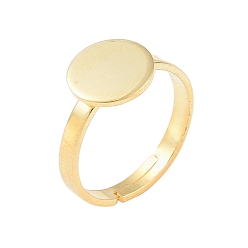 Настоящее золото 18K 304 регулируемые кольцевые компоненты из нержавеющей стали, простые настройки кольца пэда, круглые, реальный 18 k позолоченный, внутренний диаметр: 17 мм, круглый : 10 мм