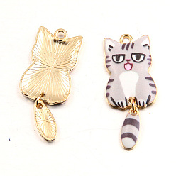 Гейнсборо Подвески из эмалевого сплава с покрытием из легкого золота, кошачье очарование, светло-серые, 38x16 мм