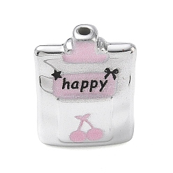 Bottle Printed Opaque Acrylic Beads, Happy Cherry Perfume Bottle, 22x18x11mm, Hole: 2mm