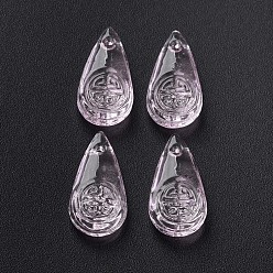 Pink Transparent Handmade Bumpy Lampwork Beads, Teardrop, Pink, 23x11.5x6mm, Hole: 1.5mm