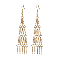 Golden 304 Stainless Steel Link Bar Dangle Earrings, Tassel Earrings, Golden, 70x12mm