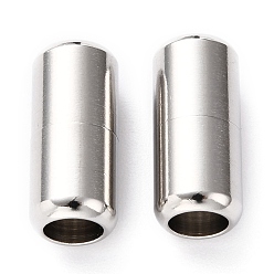 Stainless Steel Color Non-Tarnish 303 Stainless Steel Screw Clasps, Column, Stainless Steel Color, 18x8mm, Hole: 5mm