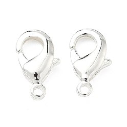 Посеребрённый Карабин-лобстеры, латунные, долговечный, без свинца и без кадмия, стойки покрытие, 925 серебро покрытием, 12x7.5x3 мм, отверстие : 1.3 мм