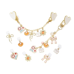 Mixed Color 8Pcs PVC Mobile Dustproof Plugs and Iron Cell Phone Holder Stand Sets, with Alloy & Enamel & Cat Eye Pendants, Mixed Shapes, Golden, Mixed Color, 28~165mm