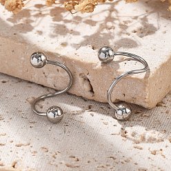 Круглые 304 спиральные серьги-хрящи из нержавеющей стали, цвет нержавеющей стали, круглые, 17.5x110 мм, Руководитель: 4 mm