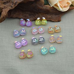 Тыква Матовые прозрачные смоляные бусины на Хэллоуин, тыква, 17.5x14.5 мм, отверстие : 1 мм