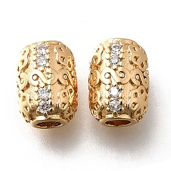 Настоящее золото 18K Латунные бусины, без кадмия, без никеля и без свинца, колонка, реальный 18 k позолоченный, 10x7.5 мм, отверстие : 3 мм