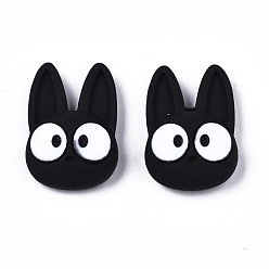 Черный Непрозрачные кабошоны из смолы, кошка, чёрные, 19x13x6 мм