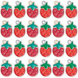 (52) Непрозрачная лаванда 60 шт 2 стили подвески из сплава эмали, клубника, красные, разноцветные, 16.5x11.5x1.5~2 мм, отверстие : 1.6~1.8 мм, 30 шт / стиль