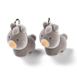 Donkey Подвески из флористической смолы в форме животных, милые подвески в виде животных с железными петлями с платиновым покрытием, осел, 20x11.5x20 мм, отверстие : 2 мм