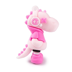 Pink Пластиковые подвески из пвх, динозавр, розовые, 58x35x25 мм, отверстие : 3 мм