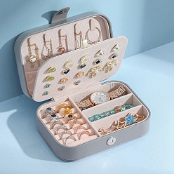 Светло-Синий 2 многослойные шкатулки для хранения ювелирных изделий из искусственной кожи, портативные дорожные ювелирные изделия caes для сережек колец ожерелий, голубой, 16x11x5 см