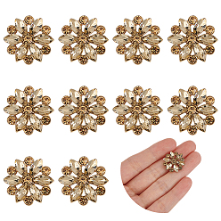Light Colorado Topaz 10Pcs Alloy Rhinestone Shank Buttons, 1-Hole, Flower, Light Colorado Topaz, 20x7mm, Hole: 3mm