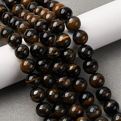 Тигровое Железо Нити железных бусин натурального синего тигрового цвета, круглые, 10 мм, отверстие : 0.7 мм, около 39~40 шт / нитка, 15.83~16.14'' (40.2~41 см)