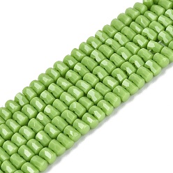 Желто-Зеленый Непрозрачное стекло бисер нитей, формой кости, граненые, желто-зеленый, 2~2.5x3.5~4x2.5~3 мм, отверстие : 0.7~0.8 мм, около 142~160 шт / нитка, 11.61~15.35 дюйм (29.5~39 см)