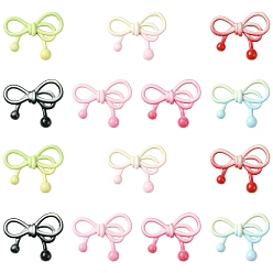 (52) Непрозрачная лаванда 28 шт. 7 цвета, бусины из сплава краски для выпечки, бантом, разноцветные, 20x25.5x5 мм, отверстие : 1.6 мм, 4 шт / цвет