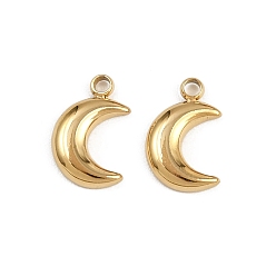 Настоящее золото 18K 304 прелести нержавеющей стали, ионное покрытие (ip), лунное очарование, реальный 18 k позолоченный, 9.5x6x1.5 мм, отверстие : 1.2 мм