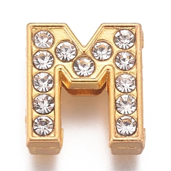 Letter M Прелести сплава слайд, с кристально горный хрусталь, буквы, letter.m, м: 12x11x4.2 мм, отверстие : 2x8 мм