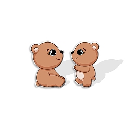 Шоколадный Пластиковые серьги-гвоздики в виде медведя для женщин, цвет шоколада, 15 мм