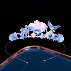 Васильковый Сплав горный хрусталь ленты для волос, аксессуары для волос для женщин и девочек, корона, васильковый, 130 мм