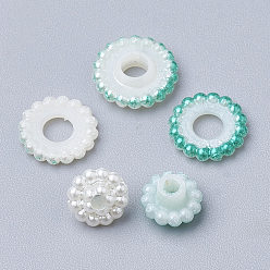 Medium Turquoise Imitation Pearl Acrylic Beads, Berry Beads, Combined Beads, Rainbow Gradient Mermaid Pearl Beads, Round, Medium Turquoise, 10mm, Hole: 1mm, about 200pcs/bag