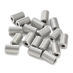 Stainless Steel Color 304 Stainless Steel Spacer Beads, Grooved olumn, Tarnish Free, Stainless Steel Color, 8.5x5mm, Hole: 2.5mm