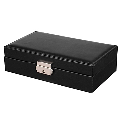 Black Imitation Leather Jewelry Box, for Pendant, Ring and Bracelet Packaging Box, Black, 21x12.6x6.5cm